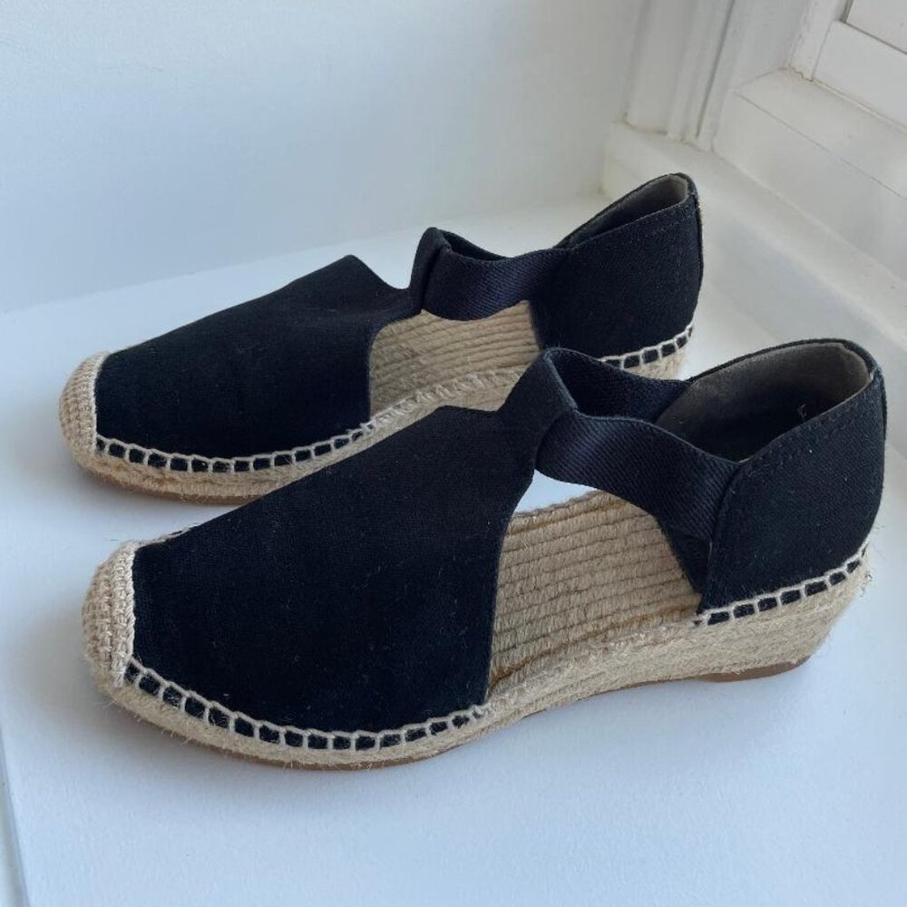 Tory Burch Black Espadrille Wedge Sandals Size 8